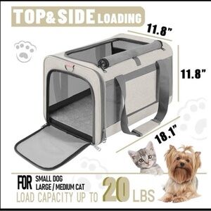 Pet Carrier for Large Cat 20 lbs + Small Dog 12 lbs  / Soft Sided Travel Carrier
